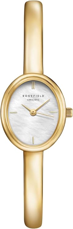 Rosefield Bangle Women's Watch White Pearl Dial Gold Steel Bracelet