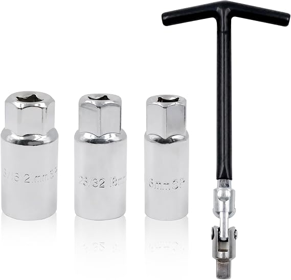 Spark Plug Socket Set 16mm 18mm 21mm, Flexible Universal Spark Plug Wrench Key Set Remover Tool, Black T-Handle Candle Wrench for Car Workshops Motorcycle Lawn Mowers