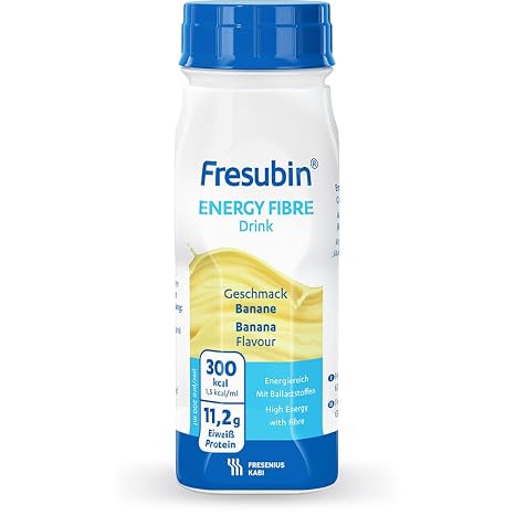 Fresenius Kabi FRESUBIN Energy Fibre Drink Banana Water Bottle 6 x 200 ml 1er Pack (1 x 5.5 Kg X 4)