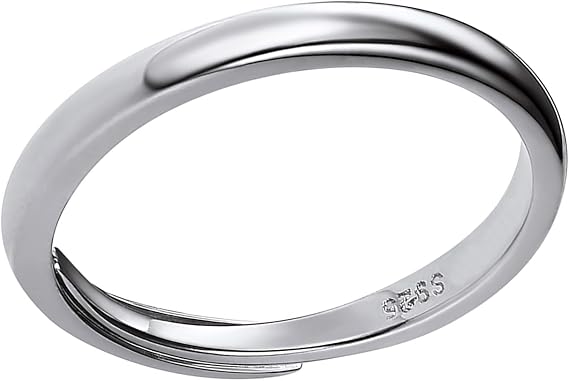 PROSILVER Real 925 Sterling Silver Adjustable Open Ring, 4MM/2MM Width Wedding Band Thumb Ring with Gift Box