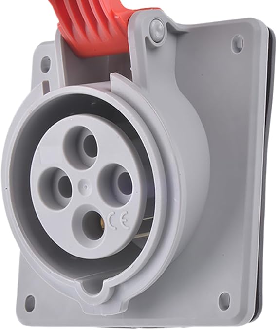 Legrand, CEE 16 A Mounted Socket, Red, 3-Pin (2P + PE), 6h (230 V / 16 A), Protection Class IP44, IK09 and Tilt Angle of 15 Degrees, 090168