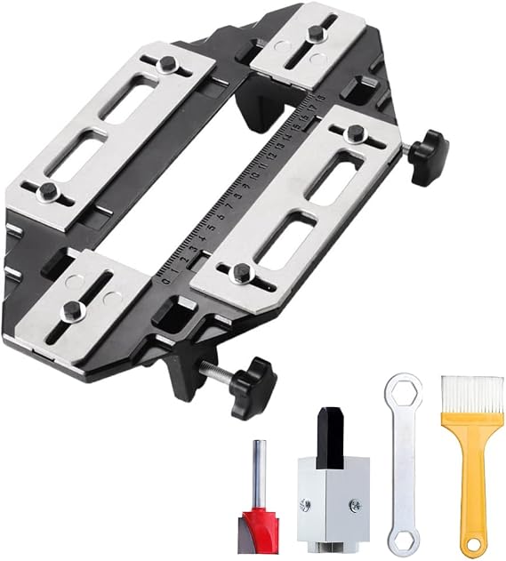 DUEBEL Aluminum Alloy Woodworking Hole Opener Slotting Locator Wooden Door Hinge Hole Guide Jig for Door Lock Installation