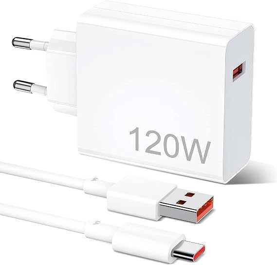 120W USB Type-C Hızlı Şarj Adaptörü, 6A Kablo, Qualcomm Turbo Şarj Destekli, Beyaz