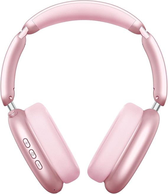 Wentronic Y02 Active Noise Cancelling Headphones, Wireless Over-Ear Bluetooth 5.4 Headphones, Multiple Modes, 60H Playtime, Hi-Res Audio, Big Bass, Foldable Lightweight for Travel Home Office, Pink