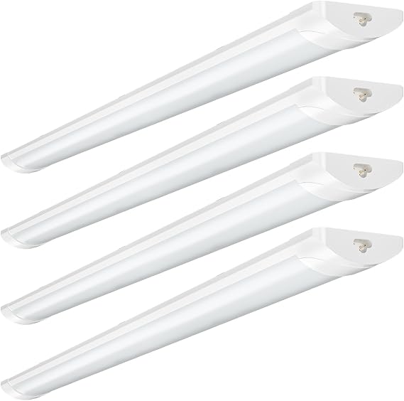 4 Pack 4FT 115cm LED Batten Light,6500K Daylight LED Tube Light,40W Linkable Fluorescent Lights,4000LM Super Bright Strip Lights,Hanging or Surface Mounted Ceiling Lighting for Office Garage Workshop [Energy Class F]