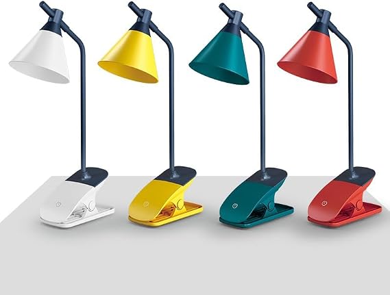 Coverzone Masa Üstü Lamba Kıskaçlı Özel Tasarım Koni Kablolu Gece Masa Lambası Dokunmatik 3 Farklı Led Işıklı Kitap Okuma Işığı YS580 Beyaz Renk (Beyaz) [Enerji Sınıfı A+]