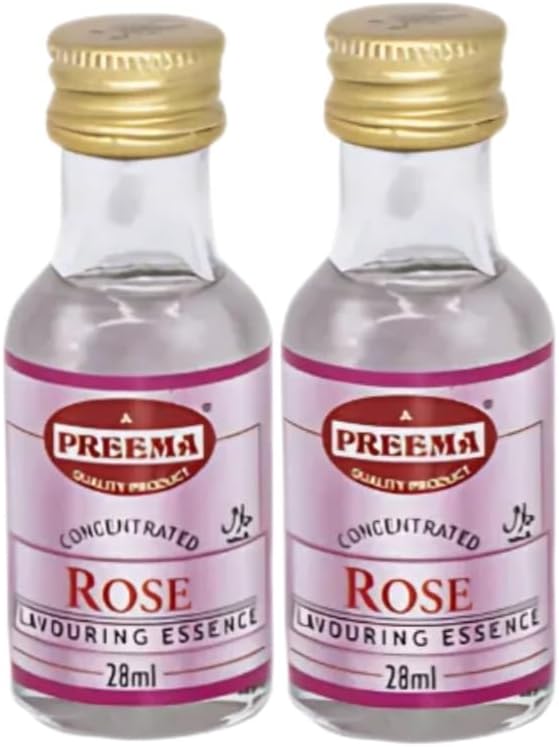 Preema Rose Flavouring Essence 28ml (Pack of 2) – Floral Rose Liquid Flavour for Baking, Desserts, Sweets & Drinks | Ideal for Traditional & Modern Recipes | Smooth & Easy to Incorporate