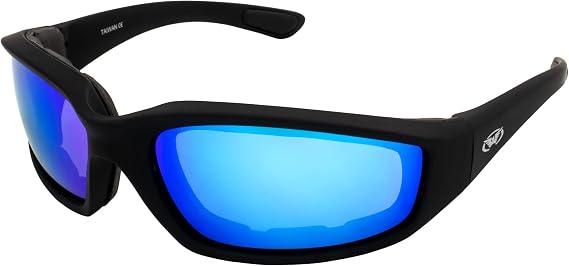 Global Vision キックバック オートバイ ライディングサングラス ブラックフレーム Gtechブルーレンズ付き