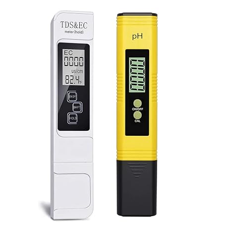 Digital PH Meter, PH Meter, EC Tester, PH Meter & TDS 2-Piece Set, High Precision, Water Quality Inspection Kit, For Water Quality Measurements, Tropical Fish Breeding, Hydroponics, Aquariums, etc., pH 0-14 Measurements, TEMP PPM Test