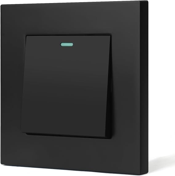AXFEE Electrical Single Wall Light Switch, Light Switch 1 Gang 1 Way-Black
