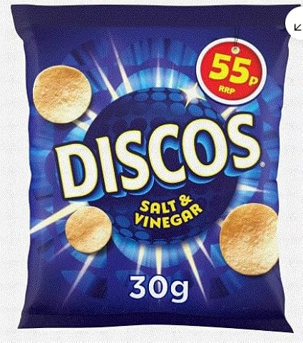 Discos Salt & Vinegar Crisps - 30 x 30g Packs Tangy Blast, Party Snacks, Perfect for Parties, Lunchboxes By HTLGLOBAL
