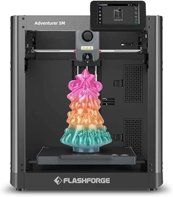 FLASHFORGE Adventurer 5M 3D Printer, Fully Automatic Leveling FDM 3D Printer, High-Speed Printing up to 600mm/s, Quick-Detach 280°C Nozzle, Vibration Compensation, Print Size 8.7 * 8.7 * 8.7 inches