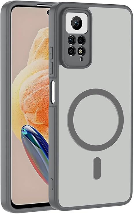 SİDE EYE - Xiaomi Redmi Note 12 Pro 4G İçin Kılıf MagSafe İle Uyumlu Kamera Korumalı Mat Parmak İzi Tutmayan - Gri
