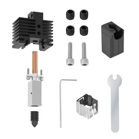 IdeaFormer UP to 500℃ High Temperature Upgraded Hotend with Plated Copper Heater Block, Titanium Heatbreak, Extra Hardened Steel Nozzle Compatible with Bambulab X1 Carbon X1-Carbon Combo 3D Printer