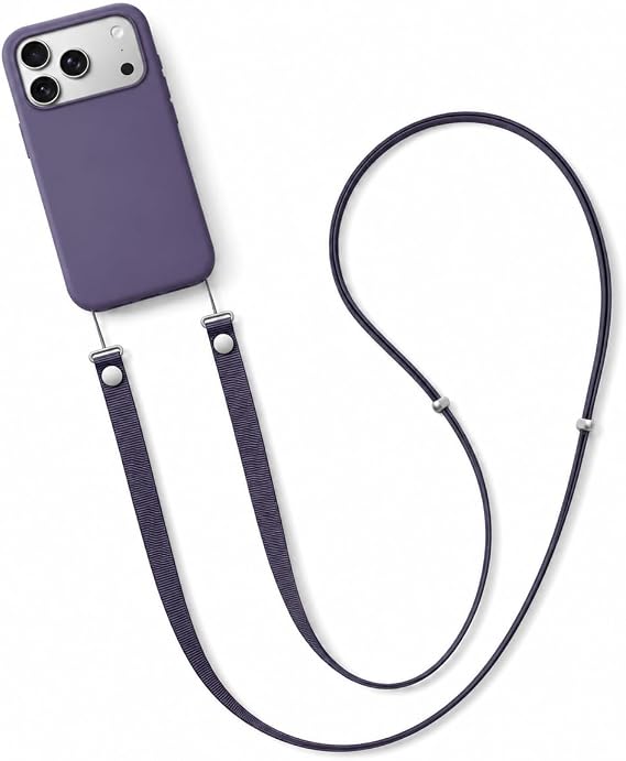 CONSTRAIN - iPhone 17 Pro Max ile uyumlu Tüm Serilerle Çapraz Ayarlanabilir Yüksek Kaliteli Şık Crossbody Strap Telefon Askısı - Derin Mor