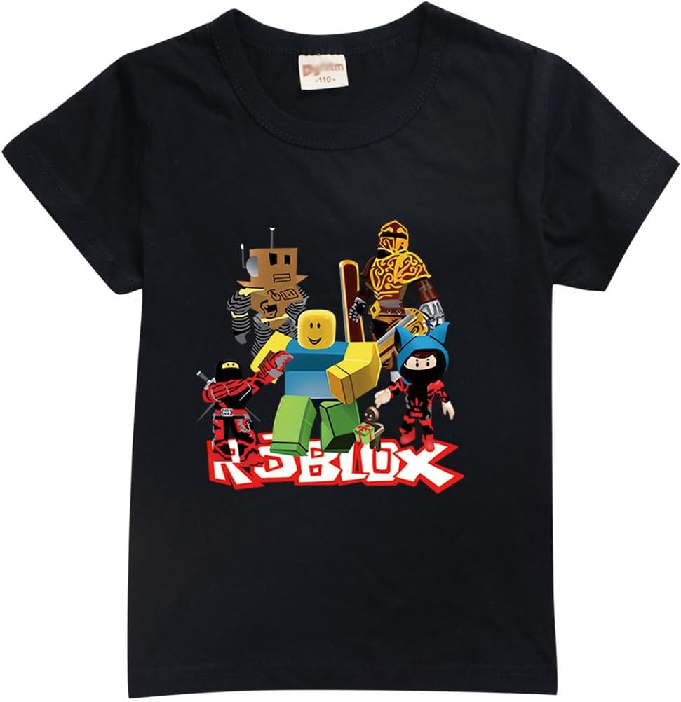 Roblox T-Shirt Summer Boys Girls Black Sweatshirt for Kids and Teens 3-12 Years Gamer Fans Clothing Gifts