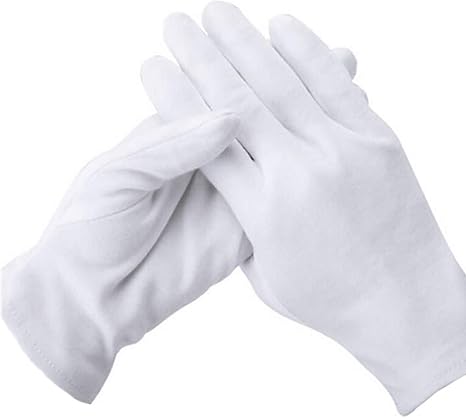 White Gloves 12 Pairs of Soft White Cotton Gloves for Coins Jewellery Inspection Protection and Decoration Reusable Health Daily Work Gloves for Men and Women