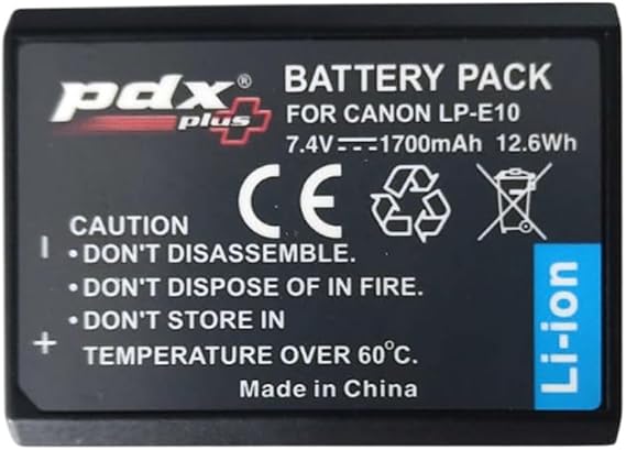 Pdx Canon LPE10 Batarya Pil 1700mAh 1100D, 1200D, 1300D, 2000D, 4000D