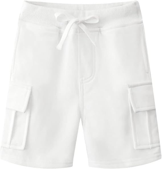 Boys Shorts Cotton Bermuda Shorts with Elastic Drawstring Solid Sport Beach for Holidays