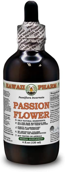 Passion Flower (Passiflora Incarnata) Dried Herb Alcohol-Free Liquid Extract Glycerite 120 ml