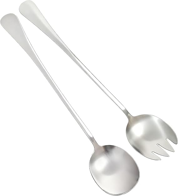Salad Server Set 28 cm 2 Pieces Salad Cutlery Spoon and Fork Stainless Steel Salad Spoon for Ramen Kitchen Parties