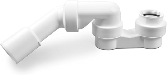 AQUADE Space-saving siphon drain 1 1/2 inch x 40 / 50 mm white – odour stopper drain for bathtub drain fitting – shower drain odour trap siphon for shower
