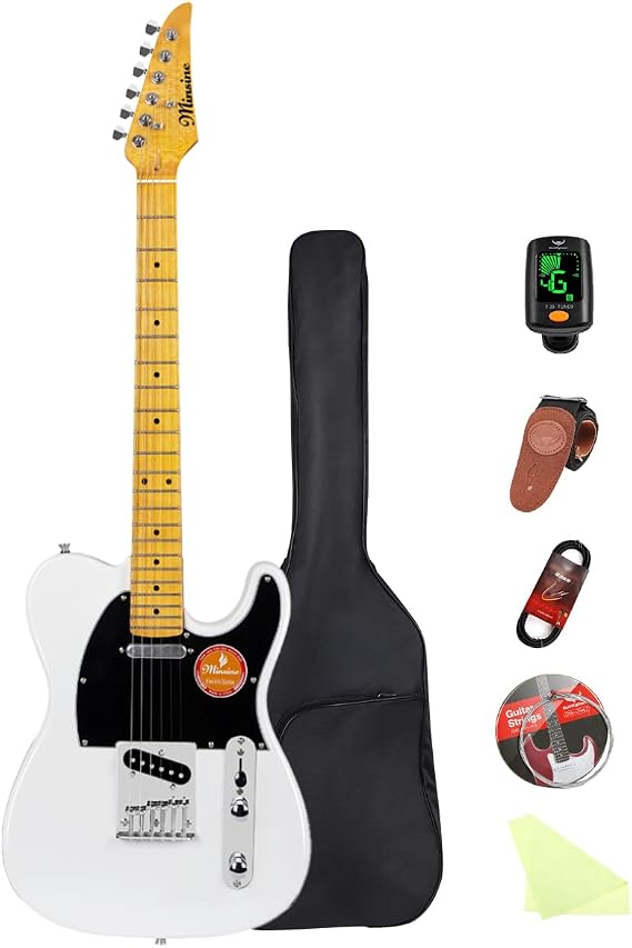 Bullfighter Electric Guitar TL Telecaster Adult Beginner Set Rock Pro Performance Electric Guitar Set TL Type SS Pickup White
