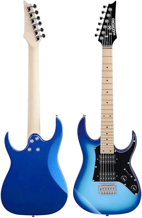 Maxword DE-150BL-25AMP Maple Klavye HH Yüksek Kaliteli 25W Amfili Elektro Gitar Seti