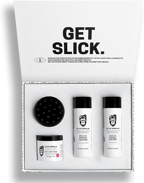 Slick Gorilla Care Box Hair Care Gift Set for Men, Shampoo & Scalp Kit