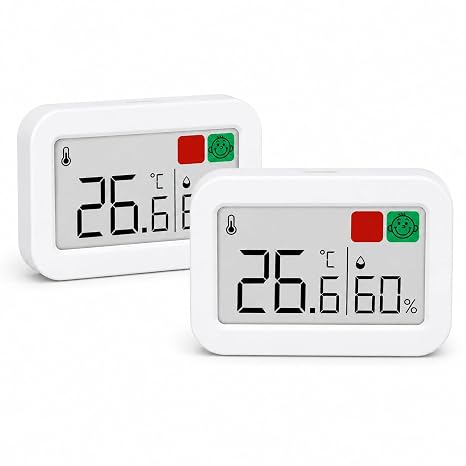 Mini Hygrometer Indoor Thermometer 2 Pack, Humidity Meter ℉ / ℃ Selectable