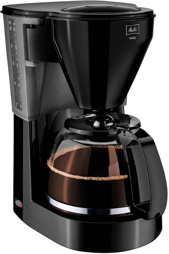Melitta Easy II 1023-02 Drip Coffee Maker with Glass Carafe and Dishwasher Safe Filter Holder Drip Coffee Maker for up to 10 Cups, 1.25 L, Black
