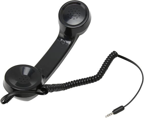 Retro Phone Handset, Radiation Resistant, Multi-Function Handheld Cell Phone Receiver for Mobile Phone, Computer Black
