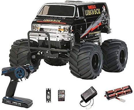 Tamiya RC 58546 Lunch Box Black Edition 1:12 Standard Wheel Radio Bundle