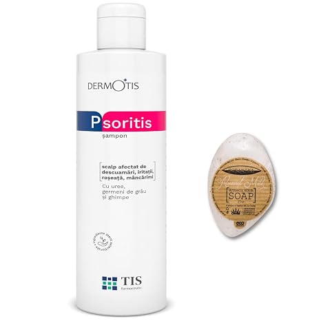 PsoriTIS Urea 10% Shampoo - Seborrheic Dermatitis Psoriasis Prone Scalp Eczema Itchy Flaky Skin Relieves Symptoms 120 ml + Almond Milk Soap 25 g (Shampoo + Soap)