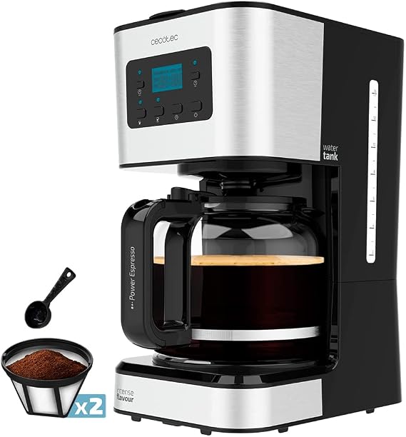 Cecotec Coffee 66 Smart Plus Programmable Drip Coffee Maker, 950W, Capacity 12 Coffees, ExtemAroma Technology and AutoClean Function, Stainless Steel Finishes, LCD Display, 1.5 L