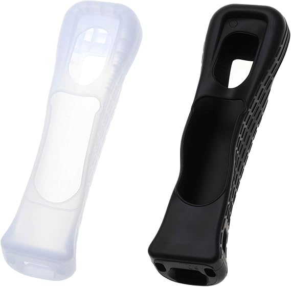 ECSiNG 2Pcs Controller Silicone Protective Case Cover Compatible with Nintendo Wii Remote Controller With Motion Plus, Black & White