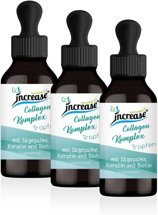 Nimm 3 zahl 2 Aktion Liposomale Collagen Tropfen hochdosiert - 5000mg Collagen pro Tag (450.000mg in 3 Flaschen) mit 10000µg Biotin 1000µg Keratin und 50mg Sägepalme - Keto MCT Öl C8 & C10