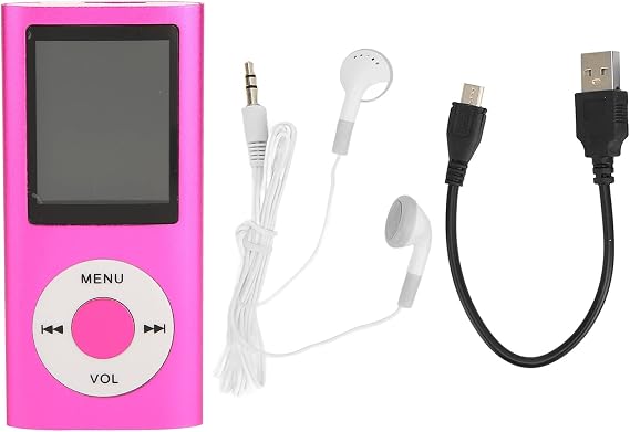 MP3 Player with Bluetooth, Music Player with Built-in HD Speaker, 1.8 Inch LCD Screen, HiFi Sound, Earphones Included, Support up to 64GB, for Students Running Walking(Pink)