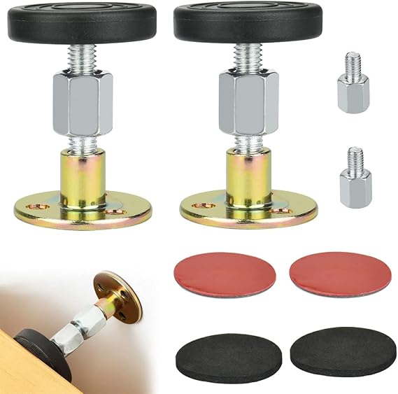 Adjustable Threaded Bed Frame,2 Pack Anti-Shake Tool Telescopic Support Headboard Stoppers Bedside Anti-Shake Fixer for Home Room Bed Furniture Wall Support 67-87mm (Black) Easy Install