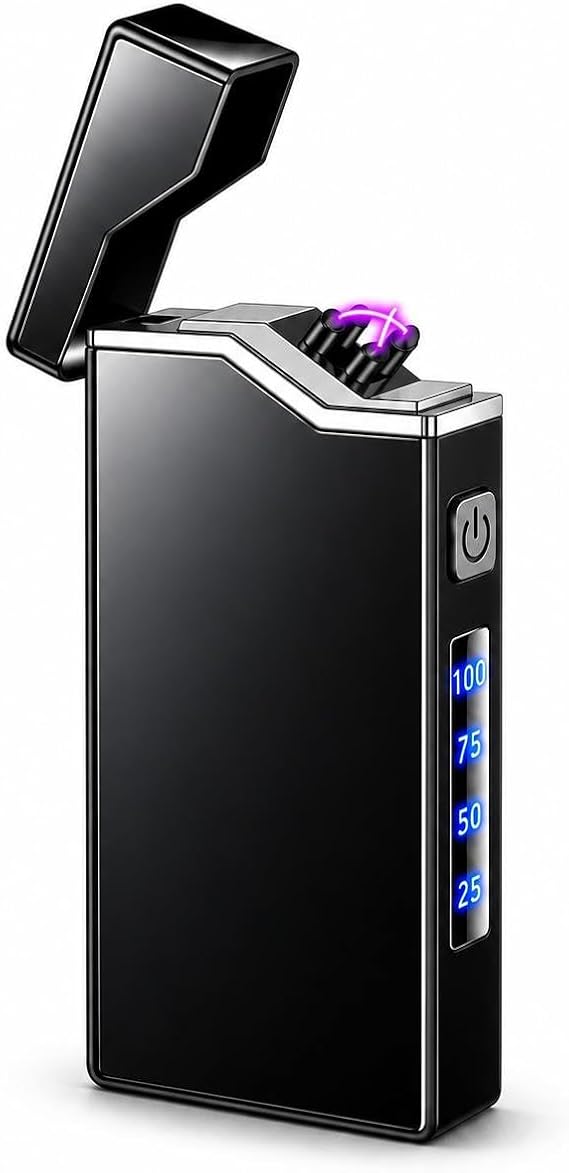Valkyrie X9 USB Şarjlı Elektronik Ark Çakmak Pil Göstergeli Alevsiz Rüzgara Dayanıklı Siyah
