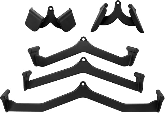 GYMAX LAT Pulldown Attachment Set, 5PCS T-bar V-bar Pulley Cable Attachments for Home Gym Fitness, Pull Down Bar Back Strength Training Bicep Tricep Handle Grips
