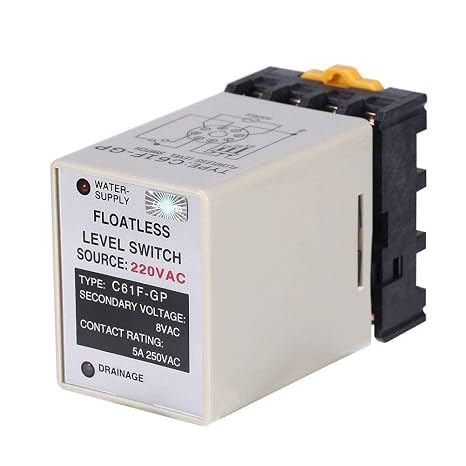 Floatless Level Switch, C61F-GP AC220V 50/60HZ Liquid Level Switch Controller With Base, Water Level Control Relay for Water Industry