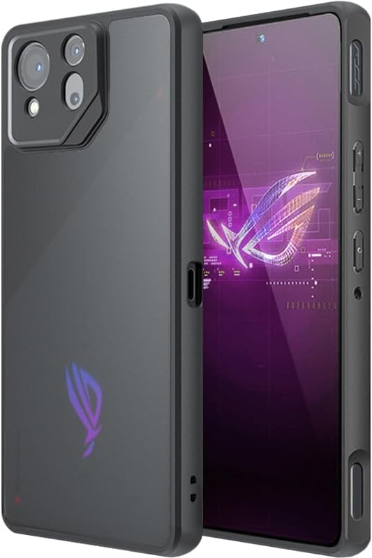 FINON for ROG Phone 8 Case ROG Phone 8 Pro Case Cover Smartphone Case Matte Clear Case Hybrid Case Fingerprint Recognition Compatible Model Shockproof Simple Matte Black Back Panel Color