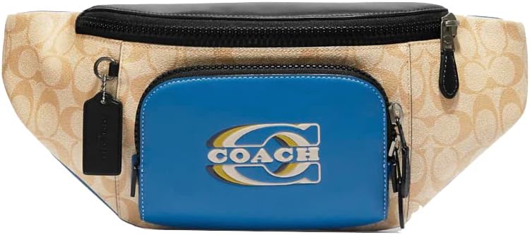 Coach Men's Track Belt Bag, QB/Lt Khaki/Blue Jay Multi, Track Belt Bag