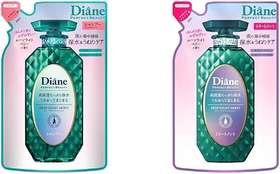 Diane Shampoo Set Purchase, Moonlight Berry Scent, Perfect Beauty, Deep Night Moist Refill + Treatment, Night Hydration & Curl Care, Moonlight Berry Scent, Perfect Beauty, Deep Night Moist Refill