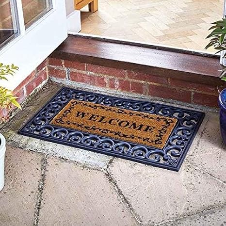 HomeZone Welcome Mats 75x45cm Outdoor Coco Coir Doormat (45 x 75 cm Welcome)