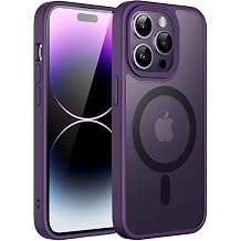 iPhone 15 Pro Max İçin Telefon Kılıfı Magsafe ile Uyumlu Kamera Korumalı Mat Şeffaf Görünümlü Telefon Kılıfı (Mor)