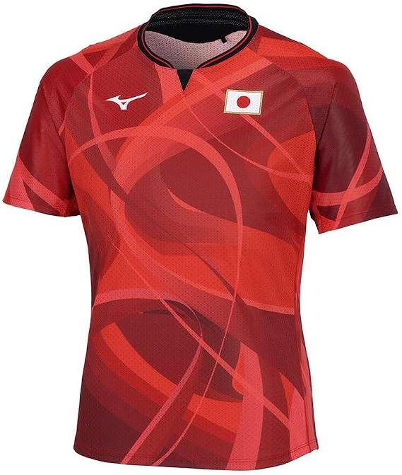 MIZUNO Table Tennis Wear, All-Japan Design Linked Game Shirt, Short Sleeve, Unisex, 82JAB500