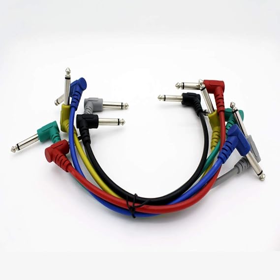 Guitar Patch Cable Wire Effect Pedal Cable Cord Instrument Lead Cable Short Audio Connection Cable 6.35mm(1/4 inch) Colorful for Electric Guitar, Bass Guitar Pack of 6