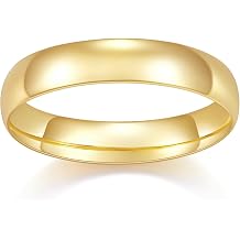MINDDHA 14K ゴールドメッキ リング - ハイポリッシュ プレーン ドームリング レディース メンズ - 結婚指輪 - スタッキングリング/ゴールドリング レディース - 2mm 4mm 6mm バンドサイズ 4-12, 6, 金属, 宝石なし